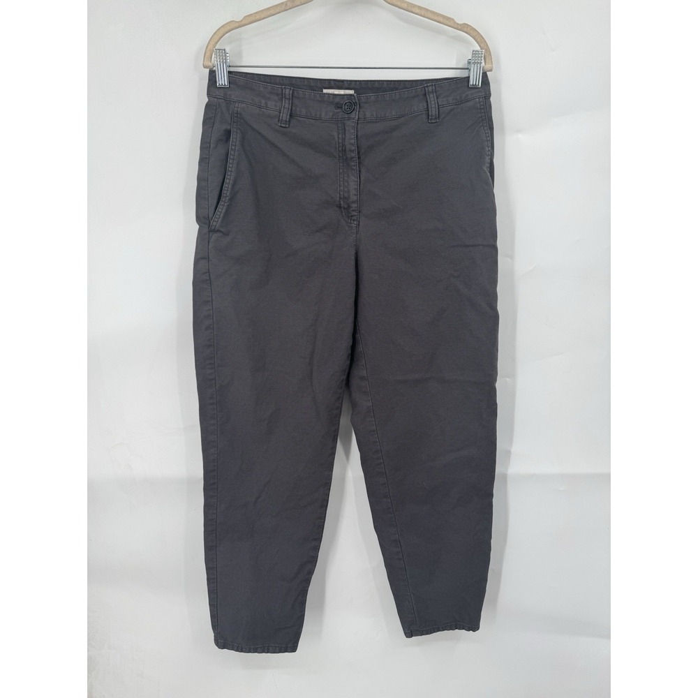 Eileen Fisher Organic Cotton Hemp Blend Pant Women 10 Grey Straight Leg Casual‎